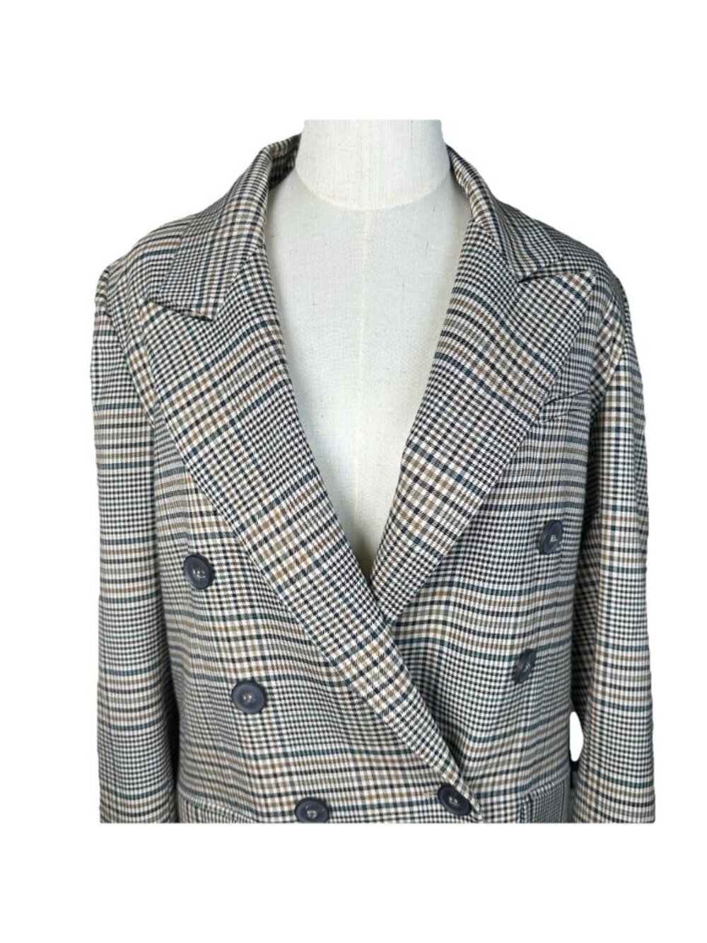 Free People Small Ashby Houndstooth Blazer Jacket Plaid Double Breast Oversized - Picture 4 of 14
